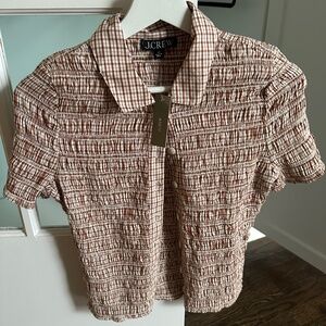 J. Crew Smocked short sleeve button up shirt NWT Size XS
